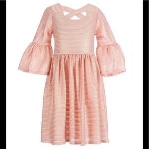 BONNIE JEAN striped peach bell sleeve dress 8 EUC
